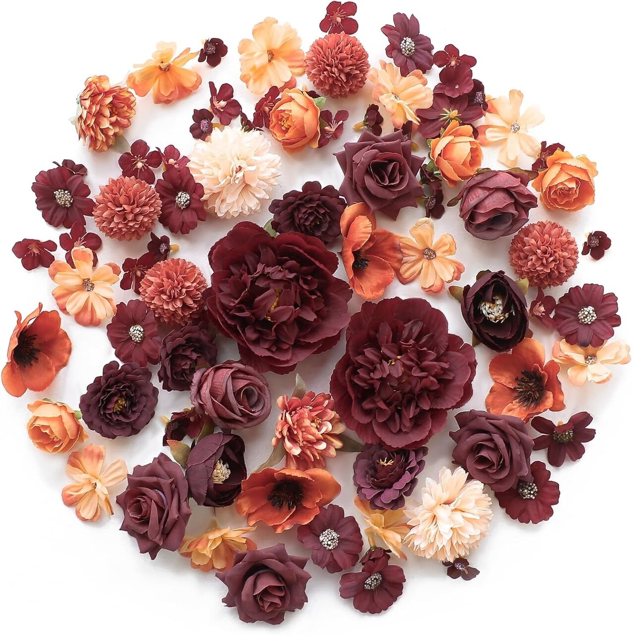 80 PCS Mini Artificial Flower Heads – Mixed Faux Silk Peony, Daisy & Rose Flowers for DIY Crafts, Cake & Party Decorations